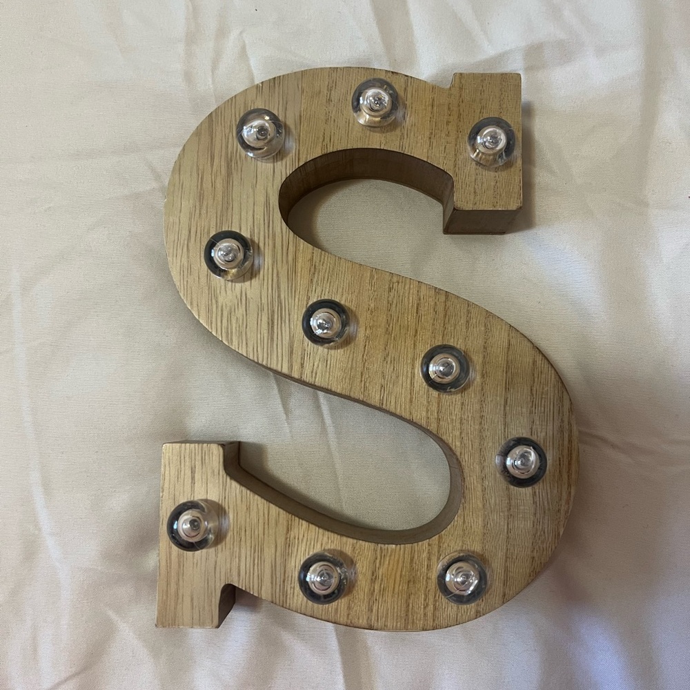 Rustic Brown LED Letter S Wall Decor